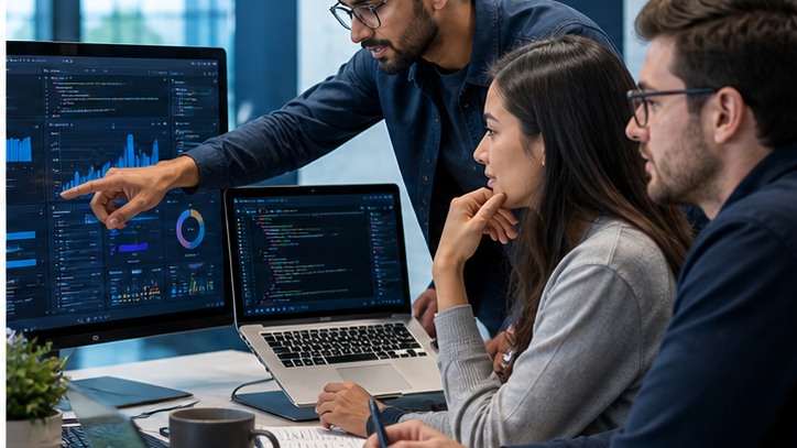 Software engineers collaborating on a custom digital product